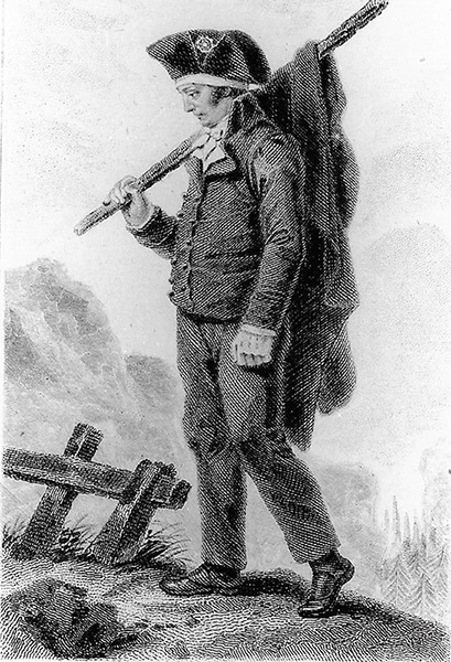 Jacques-Antoine Dulaure (1755-1835), d��put�� du Puy-de-D?me �� la Convention, sur les routes de son exil en Suisse, autoportrait grav��, Biblioth��que municipale de Clermont-Ferrand, fonds Patrimoine.